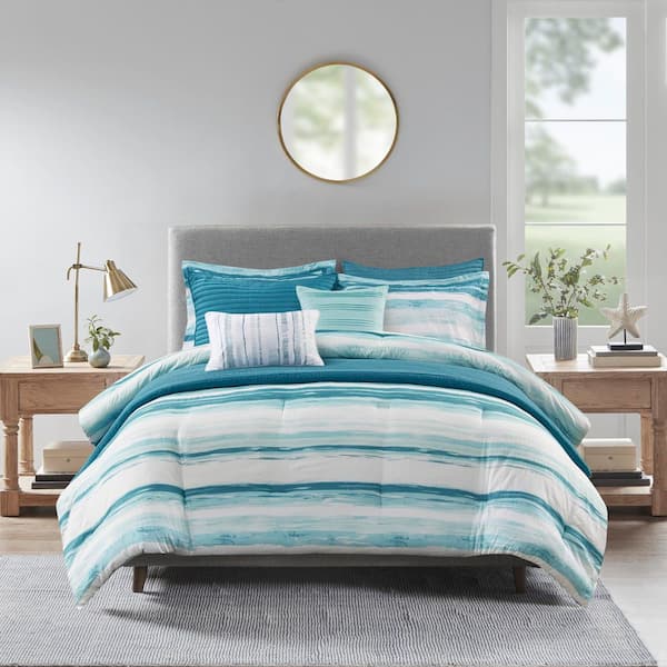 Madison Park Anchorage 8-Piece Aqua Polyester Full/Queen Comforter Set