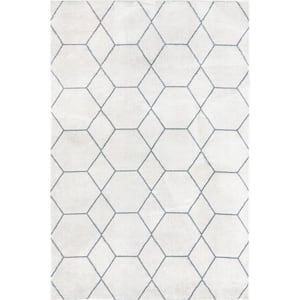 Veronica Geometric Honeycomb Blue 6 ft. 7 in. x 9 ft. Area Rug