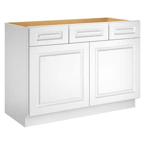 Newport 48-in W X 21-in D X 34.5-in H in Raised PanelWhite Plywood Ready to Assemble Floor Vanity Base Kitchen Cabinet