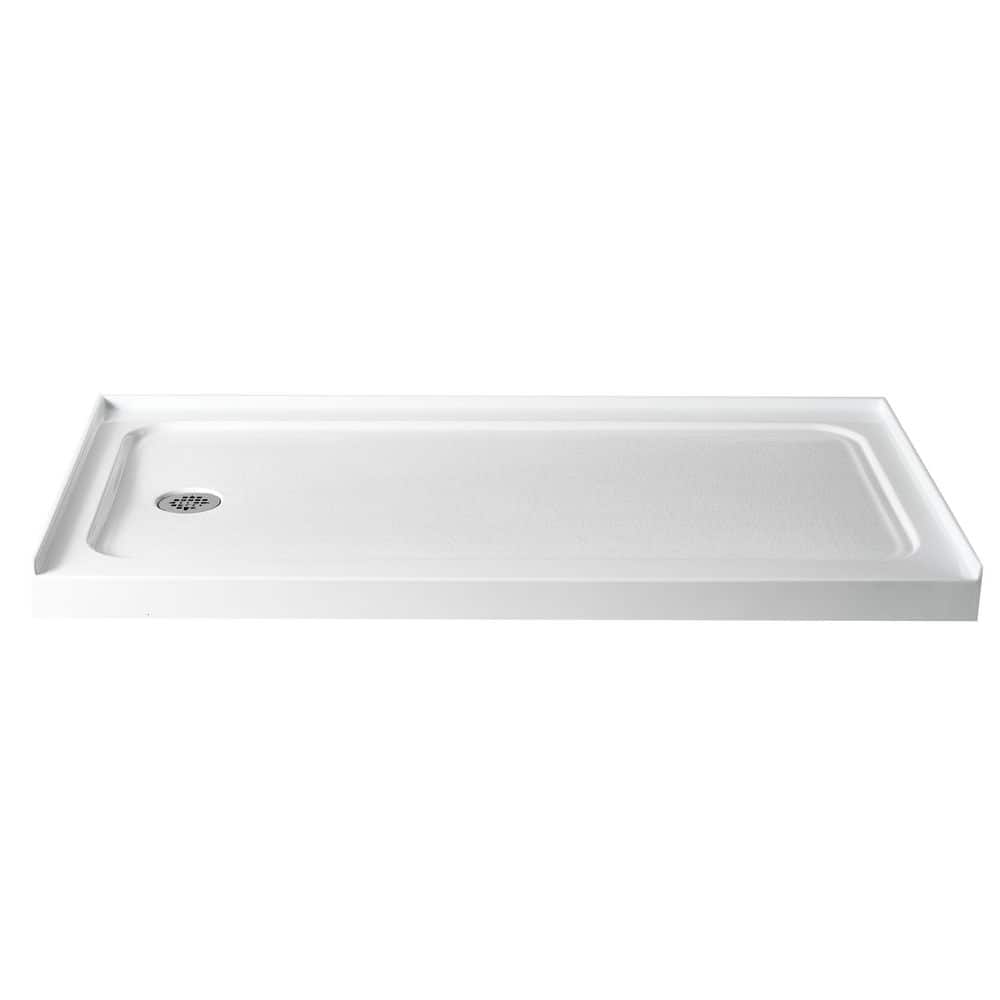 60 in. x 32 in. Acrylic Single Threshold Shower Pan Alcove Floor Rectangular Shower Pan Base with Left Drain in White price history on PriceWatchPro