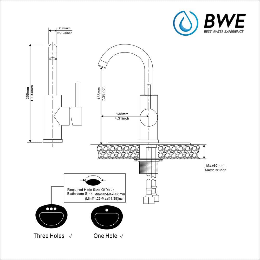 Stainless Steel Single-Handle High Arc Bathroom Faucet