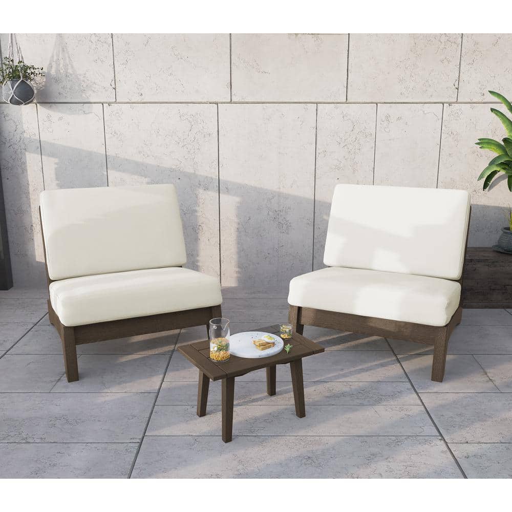 Uixe 3-Piece Acacia Wood Brown Outdoor Club Two Single