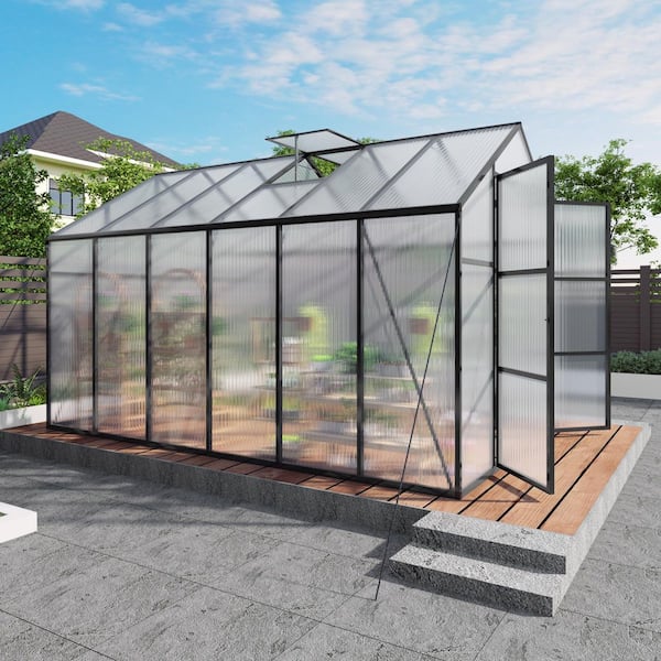 8 ft. x 12 ft. Aluminum Frame Greenhouse Polycarbonate Greenhouse Heavy Duty Walk-in Greenhouses