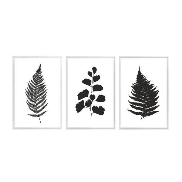 Stratton Home Decor Botanical Ferns Framed Canvas Wall Art - 12 in. x 18 in. Each, by Kelly Merkur 3-Piece Set White Frames