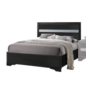 Naima Black Wood Frame Twin Panel Bed with Low Profile Footboard