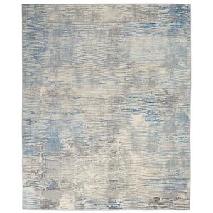 Solace Ivory/Grey/Blue 8 ft. x 10 ft. Abstract Contemporary Area Rug