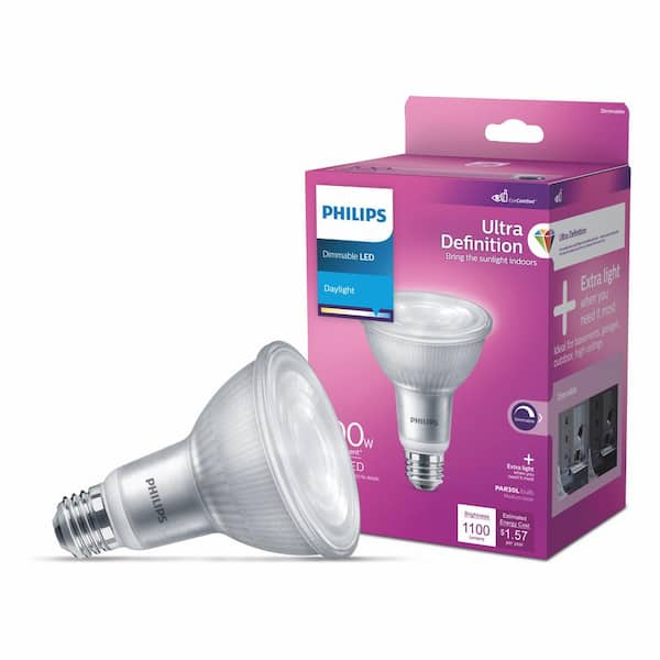 elevation samfund systematisk Philips 100-Watt Equivalent PAR30L Ultra Definition Dimmable Hight Output  E26 LED Light Bulb Daylight 5000K (1-Pack) 576009 - The Home Depot