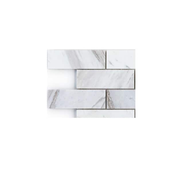 Jeffrey Court Take Home Tile Sample - Tidewater Volakas White 4 in. x 4 in. Rectangle Honed Marble Wall and Floor Mosaic Tile