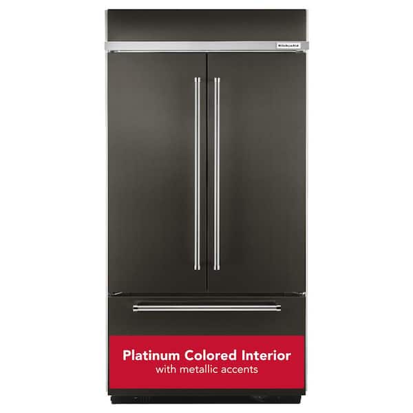 24.2 cu. ft. Built-In French Door Refrigerator in Black Stainless, Platinum Interior