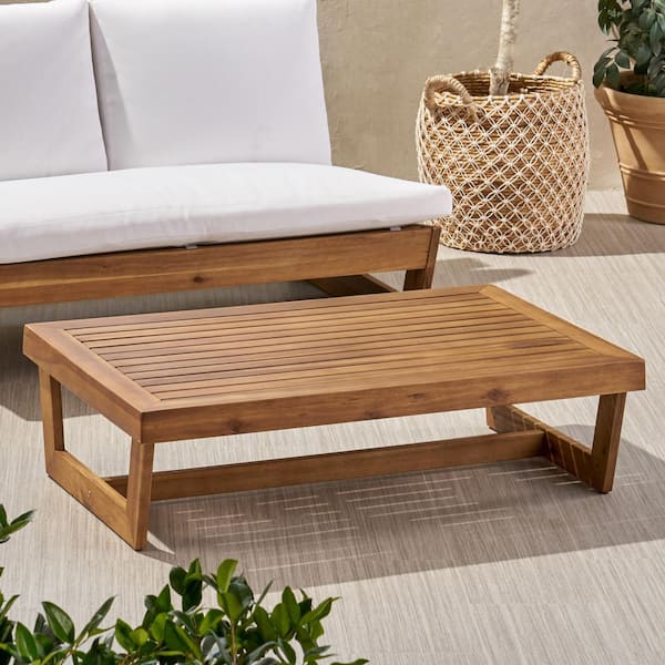 Noble House Sherwood Teak Brown Rectangle Wood Outdoor Coffee Table