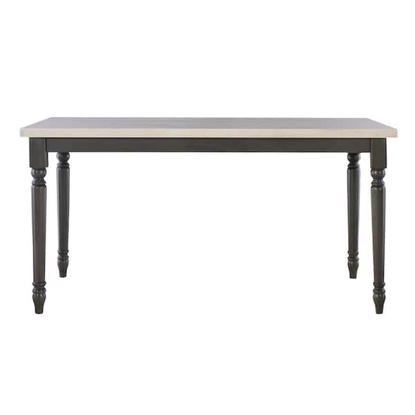 Angie Dark Gray and Smokey White Wood 59 in. 4-Leg Dining Table Seats 6