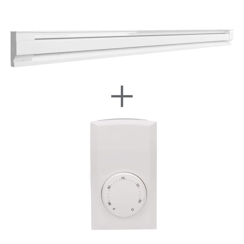 96 in. 240/208-volt 2,000/1,500-watt Electric Baseboard Heater in White with Wall Thermostat price history on PriceWatchPro