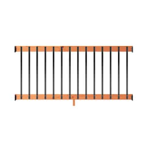6 ft. Redwood-Tone Southern Yellow Pine Rail Kit with Aluminum Rectangular Balusters