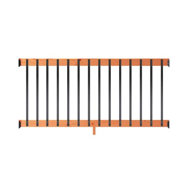 ProWood 6 ft. Redwood-Tone Southern Yellow Pine Rail Kit with Aluminum Rectangular Balusters