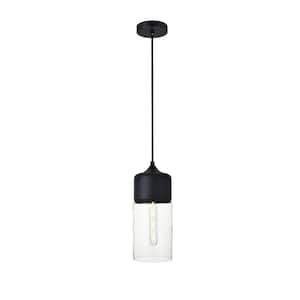 Timeless Home Ada 1-Light Pendant in Black with 5.1 in. W x 11 in. H Clear Glass Shade