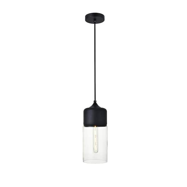 Timeless Home Ada 1-Light Pendant in Black with 5.1 in. W x 11 in. H ...