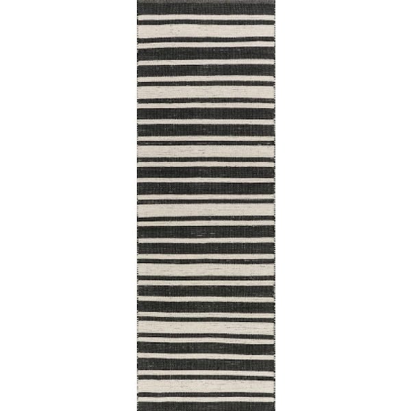 Bowery Striped Wool Charcoal 2 ft. x 8 ft. Indoor Runner Rug