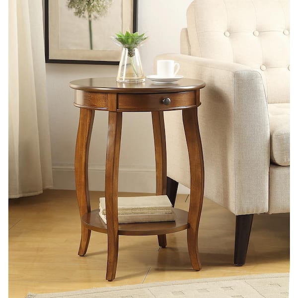 Acme Furniture Alysa 18 in. Walnut Round Wood End Table with