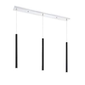 Forest 5-Watt 3-Light Integrated LED Chrome Shaded Chandelier with Matte Black Steel Shade