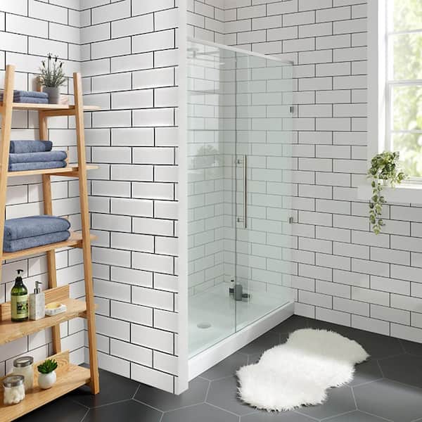 Voltaire 60 in. x 30 in. Acrylic Single-Threshold Center Drain Shower Base in White