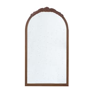 23 in. W x 42 in. H Arch Gold Metal Frame Hand Carved Rose Decor Wall Mirror