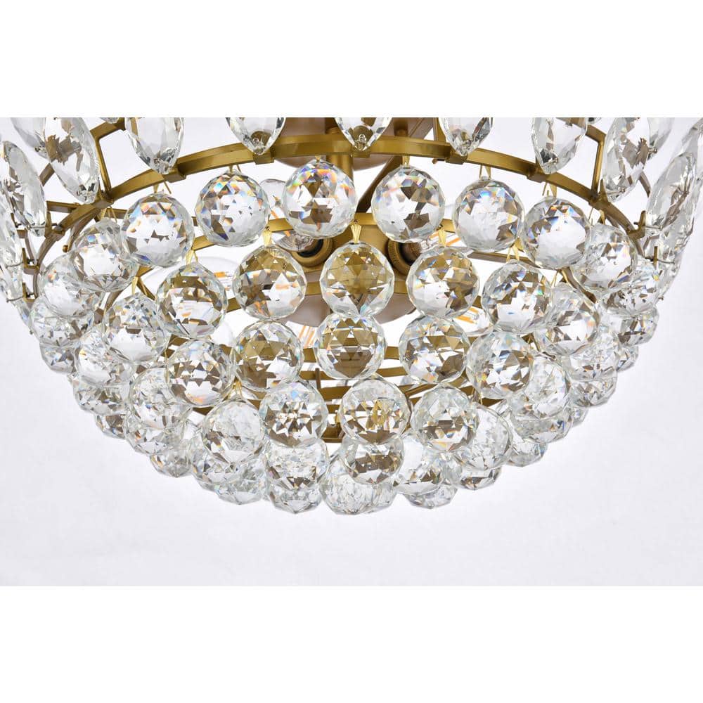 Emilia Brass and Crystal 5-Light Flush Mount