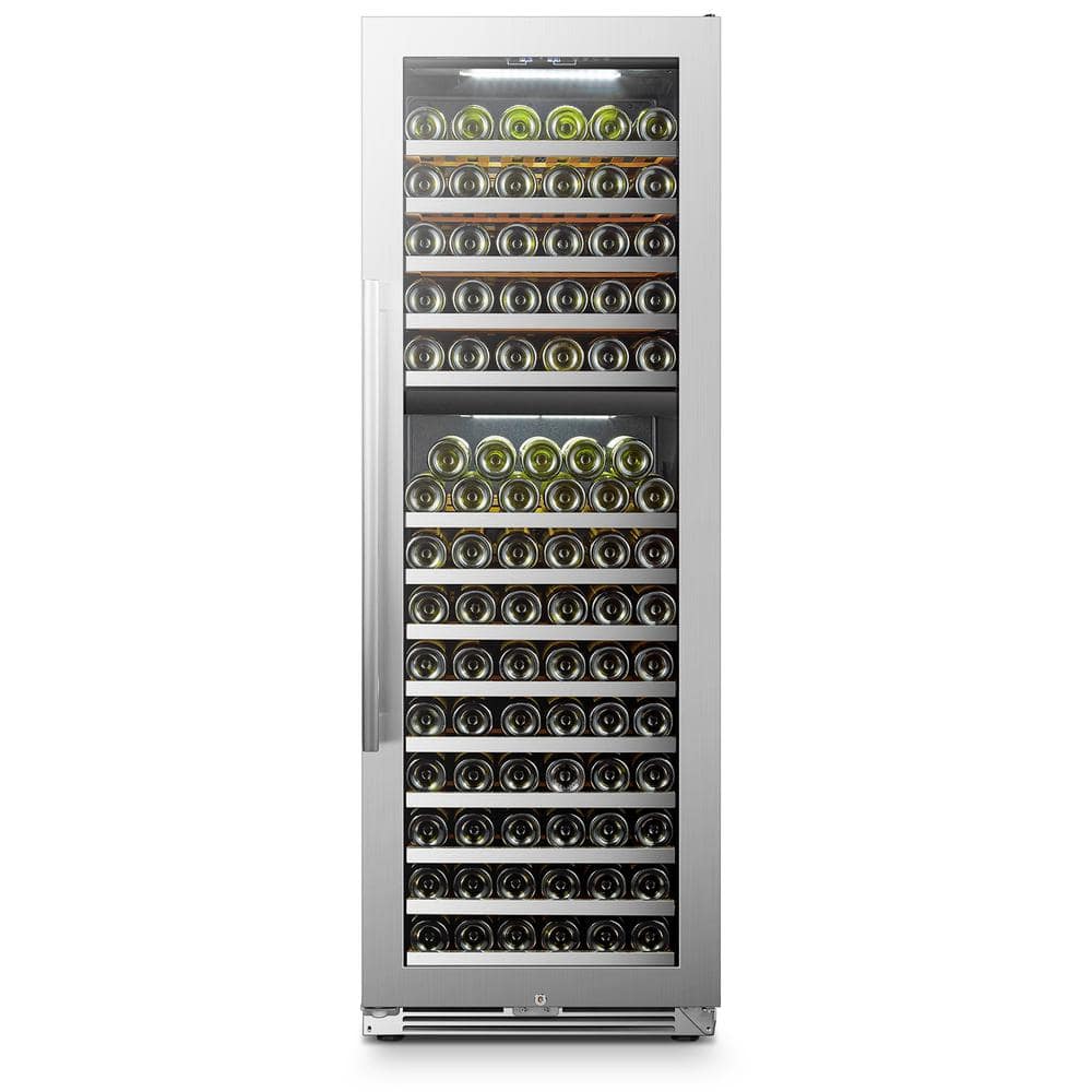 LANBO 153 Bottle Seamless Stainless Steel Dual Zone Wine Refrigerator  LP168D - The Home Depot