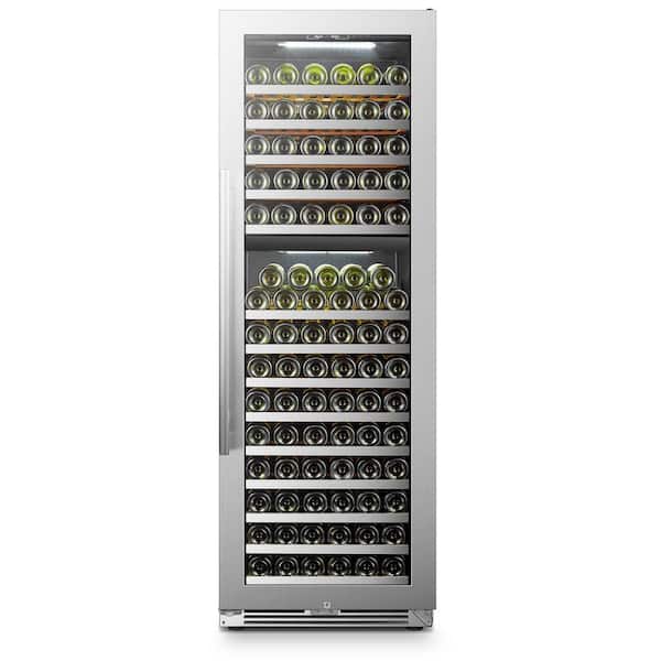 LANBOPRO 153 Bottle Seamless Stainless Steel Dual Zone Wine Refrigerator