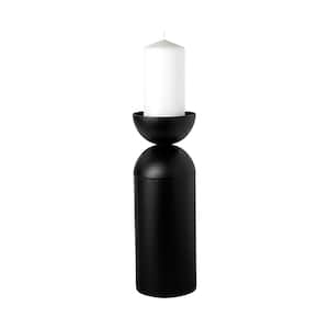 Alex Large Black Metal Cylindrical Table Candle Sconces Holder