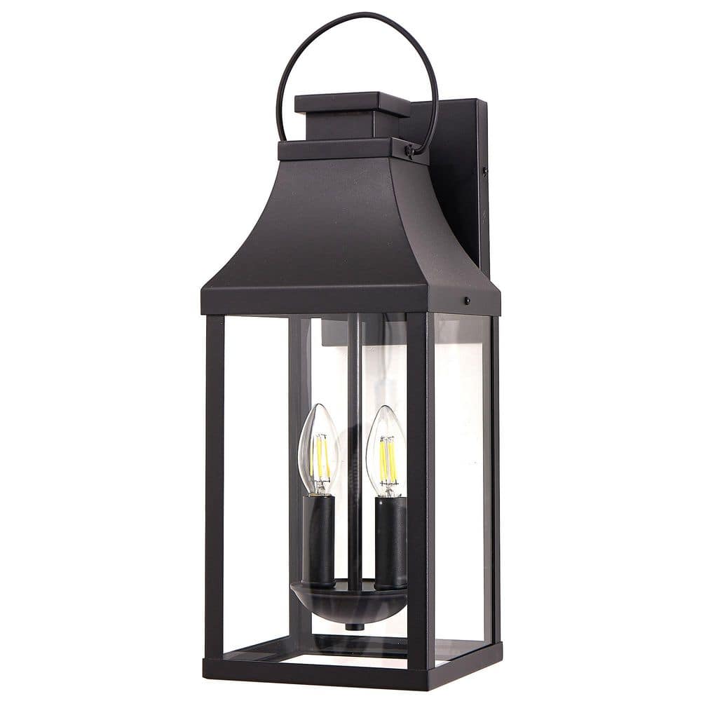 2-Light 20 in. H Black Wall Sconce with Glass Shade (Bulbs Not Included) price history on PriceWatchPro