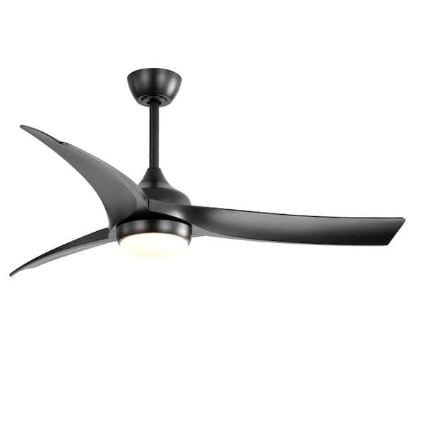 AuraVista Lite 52 in. Indoor Black Ceiling Fan and Remote Control 3 ABS Blades Noiseless Reversible DC Motor