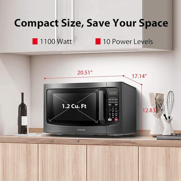 Toshiba 1.2 cu. ft. in Black Stainless Steel 1100 Watt Countertop