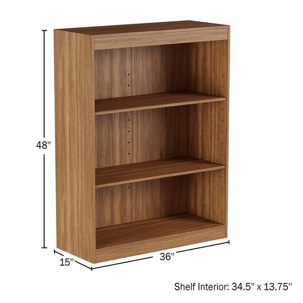 Brown Woodgrain 3 Shelf Bookshelf Open, How To Make A Bookcase With Adjustable Shelves