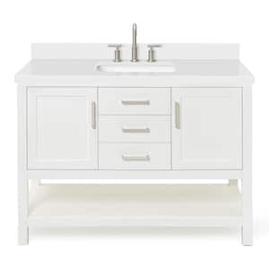 Bayhill 49 in. W x 22 in. D x 36 in. H Bath Vanity in White with Pure Pure White Quartz Top
