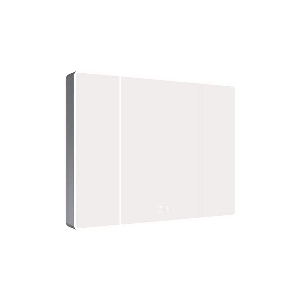 35 in. W x 28 in. H Rectangular Aluminum Defogging LED Medicine Cabinet with Mirror, Door Storage Rack price history on PriceWatchPro