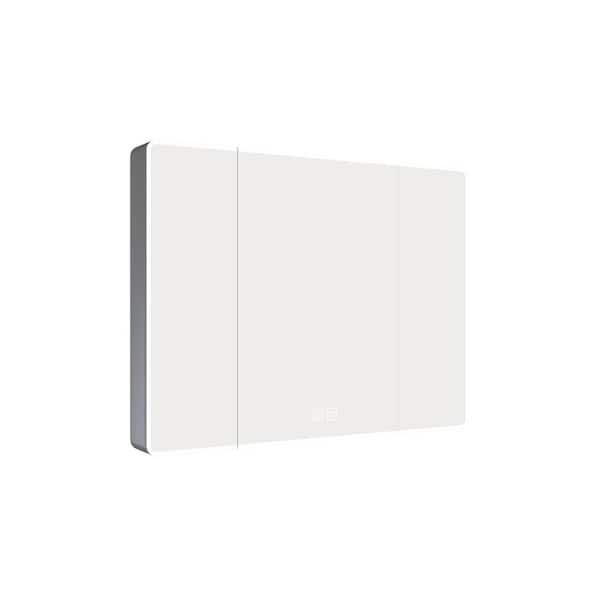 35 in. W x 28 in. H Rectangular Aluminum Defogging LED Medicine Cabinet with Mirror, Door Storage Rack