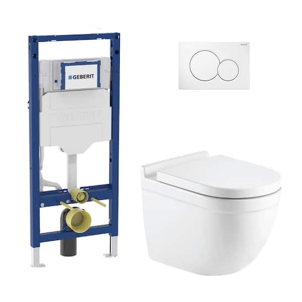 2-Piece 0.8/1.6 GPF Dual Flush Architectura Elongated Toilet w/2 x 6 in. Concealed Tank and Plate in White Seat Included