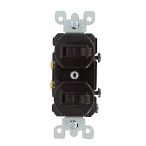 20 Amp Commercial Grade Combination Two Single Pole Toggle Switches, Brown