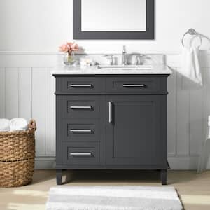 Sonoma 36 in. W x 22 in. D x 34 in. H Single Sink Bath Vanity in Dark Charcoal with Carrara Marble Top