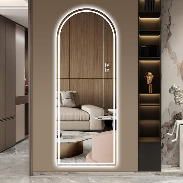 SUNRINX Silver 21 in. W x 65 in. H Arch Full Length Mirror with 2