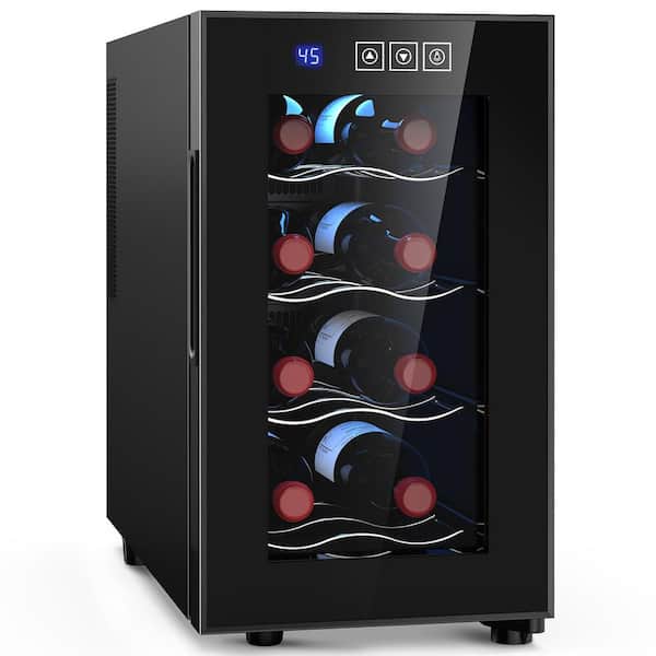 Mojgar Single Zone Cellar Cooling Unit in Black 8-Bottle Freestanding Wine Fridge with 46°F-66°F Digital Temperature Control