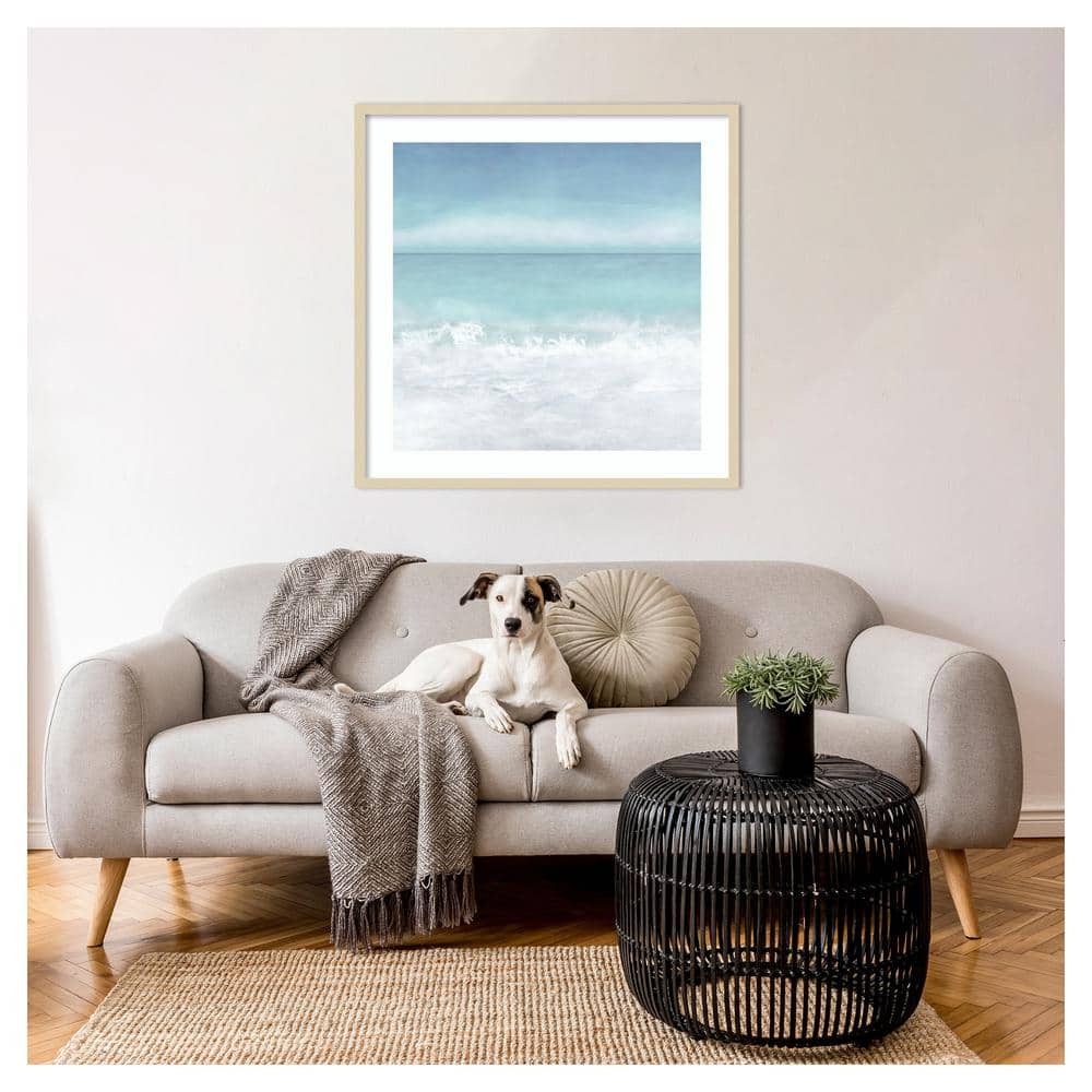 Tranquil Ocean Waves Beach II 33" x 33" Natural Wood Framed Print