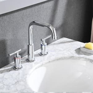 Fiona 8 in. Widespread 2-Handle Bathroom Faucet with Drain Kit Included in Polished Chrome