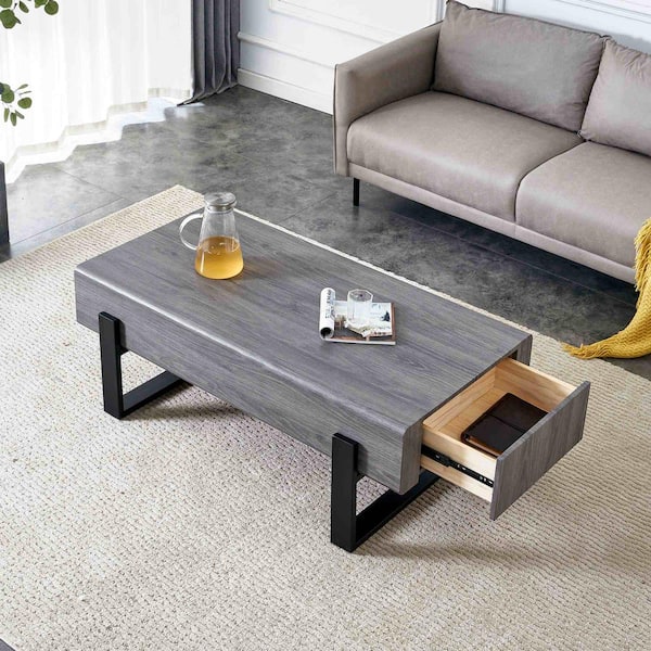 Modern 47.2 in. Gray Rectangle Wood Coffee Table