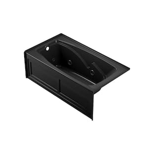 CETRA 60 in. x 32 in. Whirlpool Bathtub with Left Drain in Black
