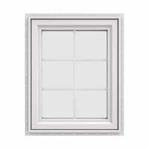 23.5 in. x 29.5 in. V-4500 Series White Vinyl Left-Handed Casement Window with Colonial Grids/Grilles