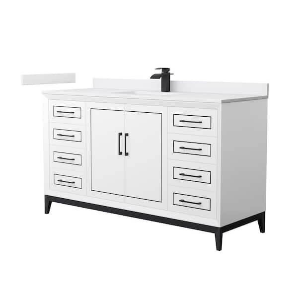 Wyndham Collection Marlena 60 in. W x 22 in. D x 35.25 in. H Single Bath Vanity in White with White Cultured Marble Top