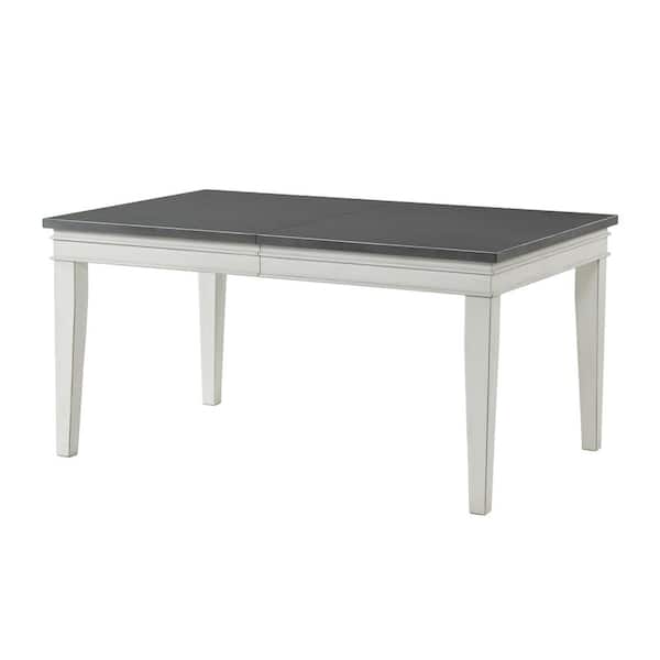 Martin Svensson Home Del Mar Antique White and Grey Wood 78 in. 4-Legs Dining Table with Removable Leaf (Seats 6)