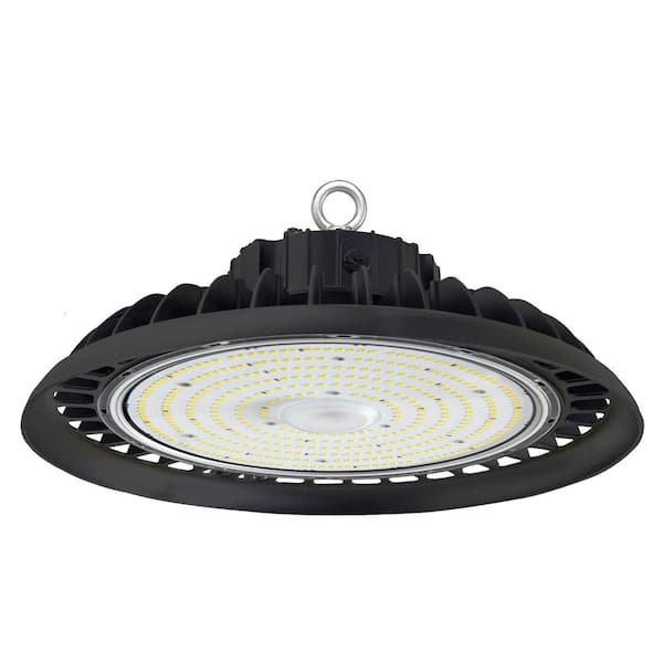 12 in. 600-Watt Equivalent Integrated LED Dimmable Black High Bay Light 5000K Daylight