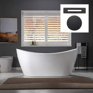 Kimball 67 in. Acrylic FlatBottom Double Slipper Bathtub with Oil Rubbed Bronze Overflow and Drain Included in White